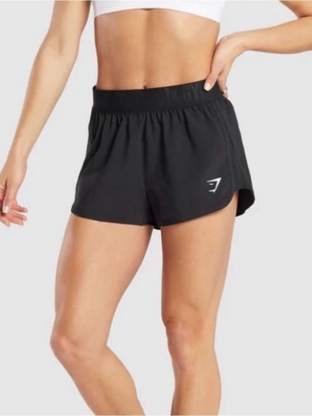 Gymshark Women's Black Athletic Shorts with Subtle Logo